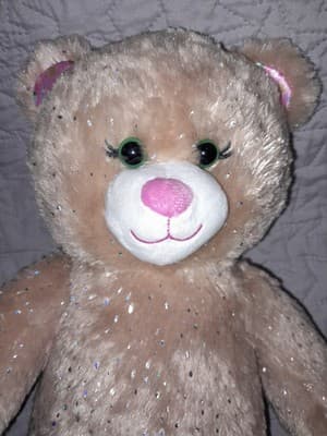 Build-A-Bear 16 inch Girl Scout Brown Bear Pink Sparkle Fur Embroidered Shamrock - Image 1