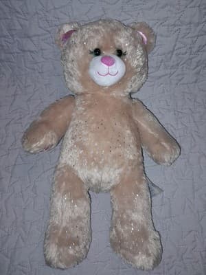 Build-A-Bear 16 inch Girl Scout Brown Bear Pink Sparkle Fur Embroidered Shamrock - Thumbnail 2