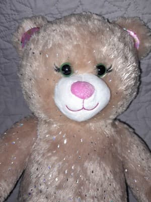 Build-A-Bear 16 inch Girl Scout Brown Bear Pink Sparkle Fur Embroidered Shamrock - Thumbnail 4
