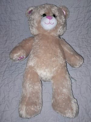 Build-A-Bear 16 inch Girl Scout Brown Bear Pink Sparkle Fur Embroidered Shamrock - Thumbnail 3