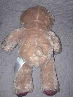 Build-A-Bear 16 inch Girl Scout Brown Bear Pink Sparkle Fur Embroidered Shamrock - Thumbnail 5