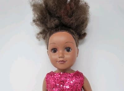 MY LIFE 18in AA Doll Brown Textured Hair Brown Eyes Nude With Pink Sequin Dress - Thumbnail 2