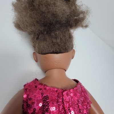 MY LIFE 18in AA Doll Brown Textured Hair Brown Eyes Nude With Pink Sequin Dress - Thumbnail 9