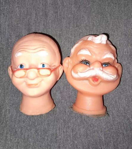 Vtg Crafting Mr & Mrs Santa Claus Doll Heads 3” & Smiling Hobo Clown Head Lot 3 - Thumbnail 2