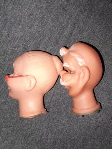 Vtg Crafting Mr & Mrs Santa Claus Doll Heads 3” & Smiling Hobo Clown Head Lot 3 - Thumbnail 6