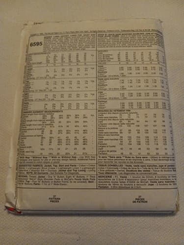 McCalls 6595 Sewing Pattern Women's Jacket Top Skirt and Pants Size 18 UC - Thumbnail 2