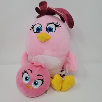 ANGRY BIRDS Stella Pink Bird Plush Lot Burger King 2020 & Rovio 2017 Toy 10" - Thumbnail 2