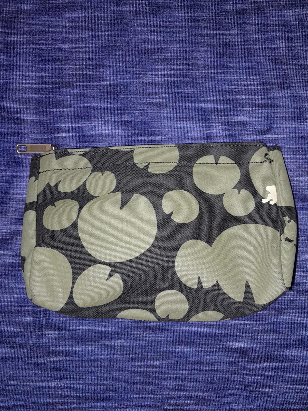 Japanese Cotton & Polyester Bag, SUIRE Small Makeup Tote Black Green Frog - Thumbnail 4