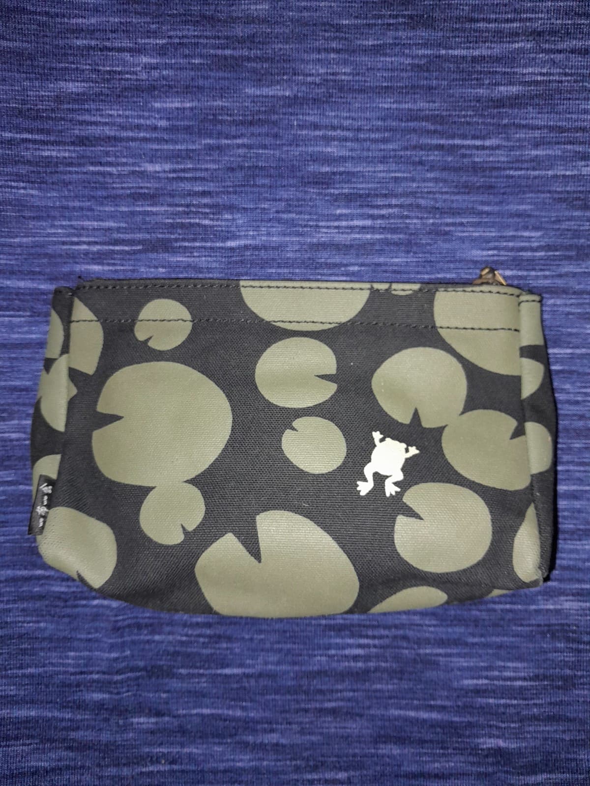 Japanese Cotton & Polyester Bag, SUIRE Small Makeup Tote Black Green Frog - Image 1