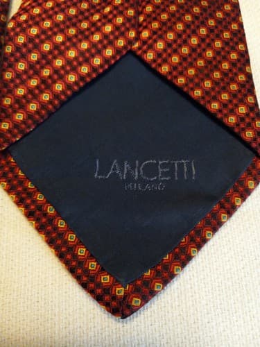 Creation Tie Red Blue Stripes Diamond Squares Lancetti Hiland L 60" X W 4" - Thumbnail 5