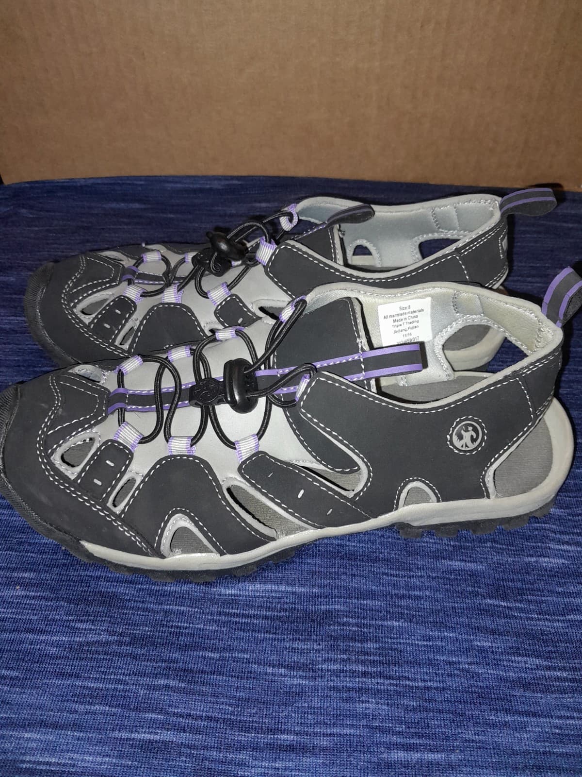 NORTHSIDE WOMEN'S BURKE II SPORT SANDALS BLACK / LILAC Size 8 EUC - Image 1