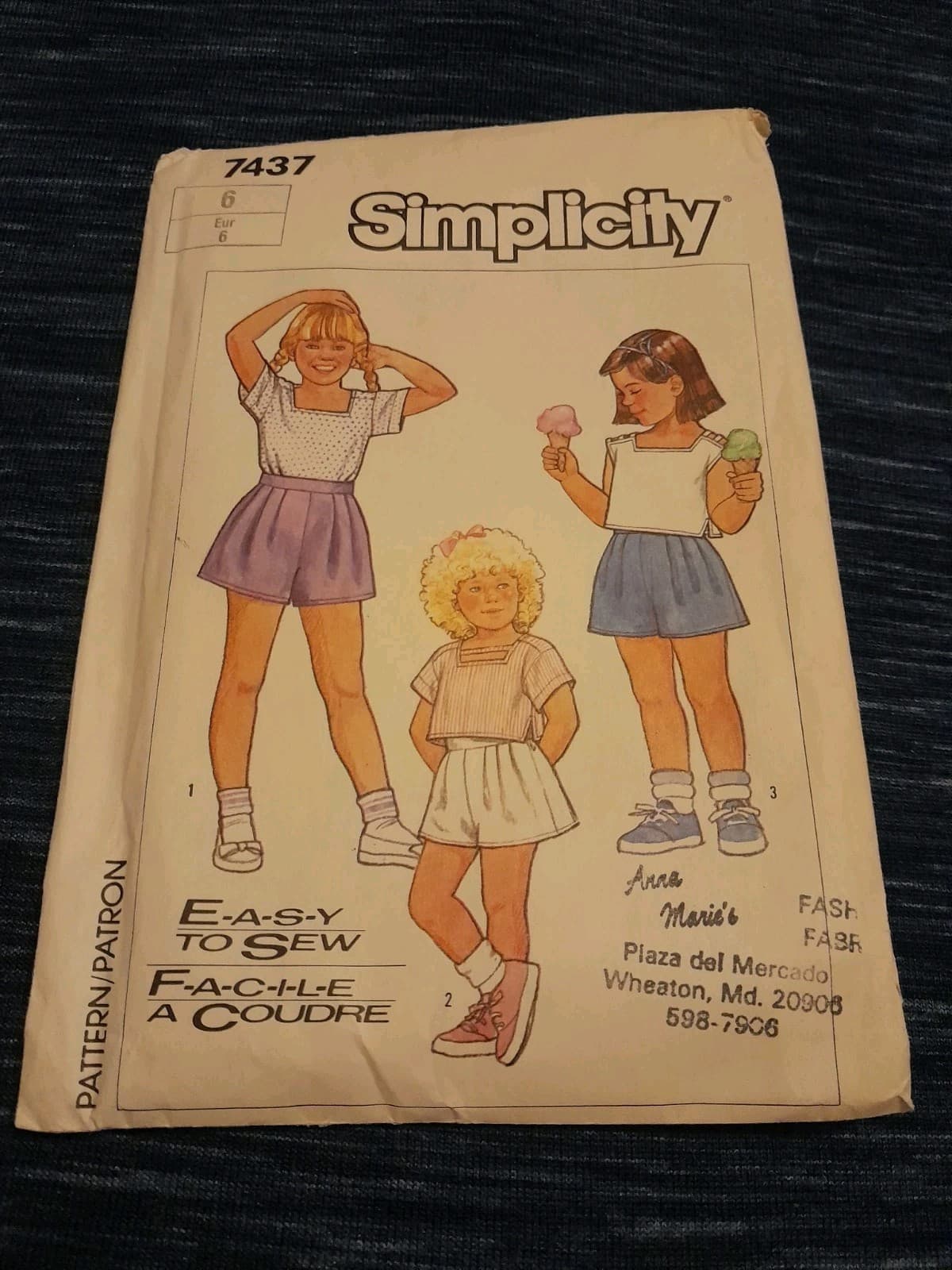 Vintage Simplicity 8437 Pattern Child's Shorts and Tops size 6 Easy To Sew Retro - Image 1