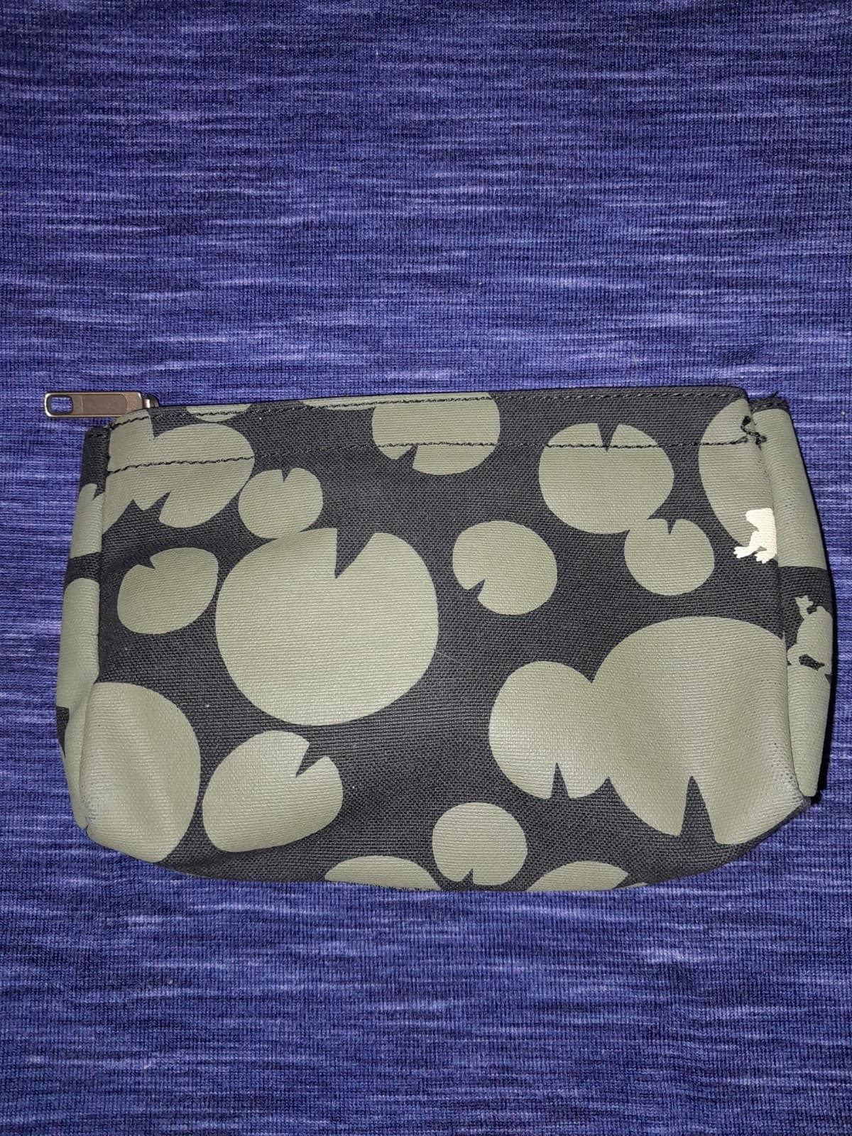 Japanese Cotton & Polyester Bag, SUIRE Small Makeup Tote Black Green Frog - Thumbnail 5