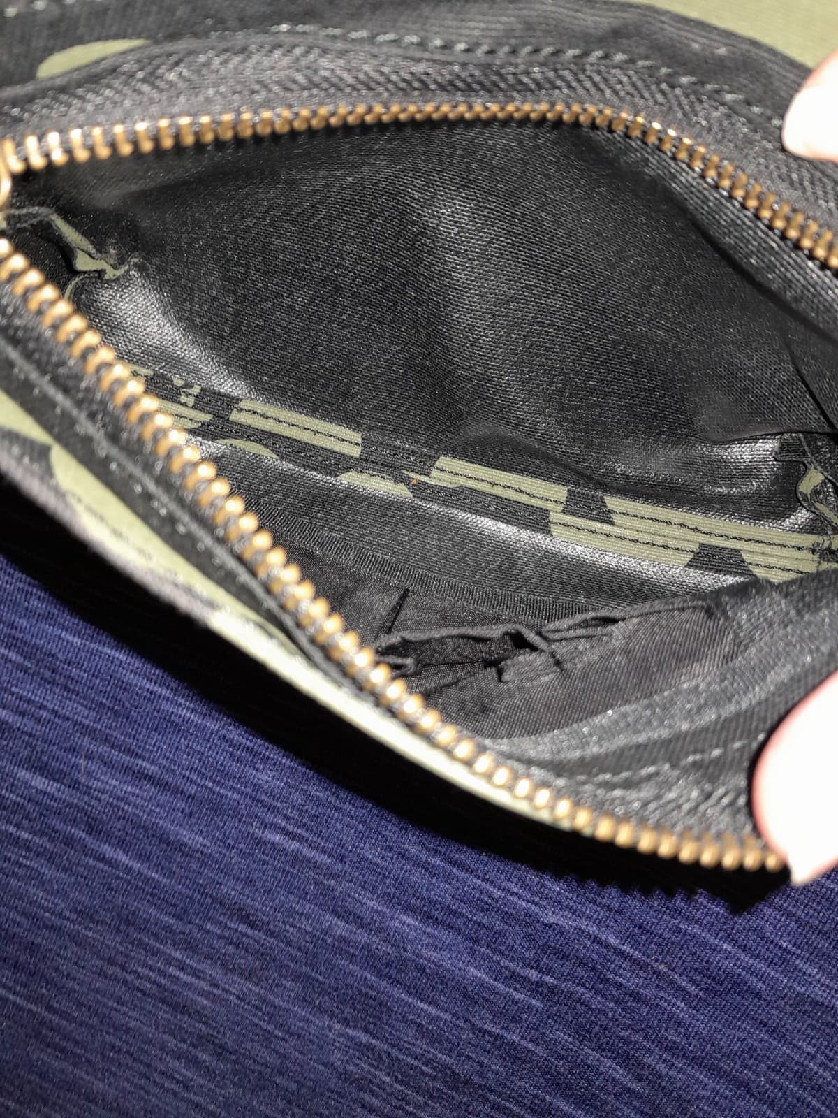 Japanese Cotton & Polyester Bag, SUIRE Small Makeup Tote Black Green Frog - Thumbnail 7