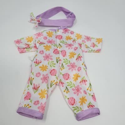 UNEEDA My 1st Baby Doll Outfit Purple Floral Pajamas 8in Plush Clothes Only - Thumbnail 7