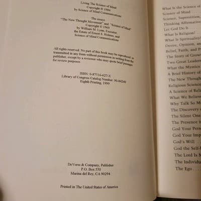 Living the Science of Mind Ernest Holmes PB 1999 8th Printing DeVorss Spiritual - Thumbnail 5