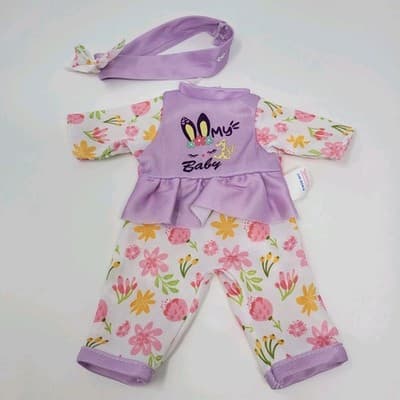 UNEEDA My 1st Baby Doll Outfit Purple Floral Pajamas 8in Plush Clothes Only - Image 1