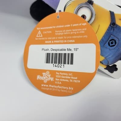 Despicable Me 2 Two Eye Evil Purple Minion 15-18" Plush 2014 Toy Factory w/ Tags - Thumbnail 10