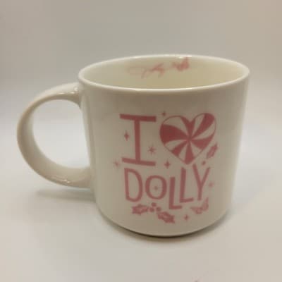 DOLLY PARTON I Love Dolly Pink Coffee Mug White Ceramic Collectible Cup - Thumbnail 2