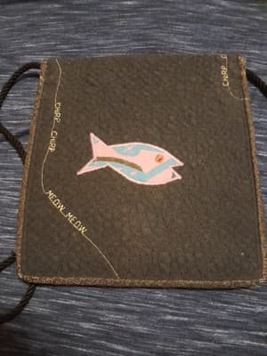 Quilted Appliqued Cat Bird Fish Purse Bag Bowman Fiber Arts Designs Tapestry - Thumbnail 5