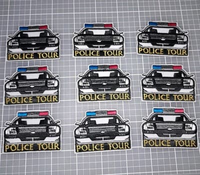 POLICE TOUR Station Car Fun Patches Crests Badges 1.75"×2.5" New - Thumbnail 3