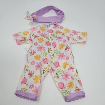 UNEEDA My 1st Baby Doll Outfit Purple Floral Pajamas 8in Plush Clothes Only - Thumbnail 8
