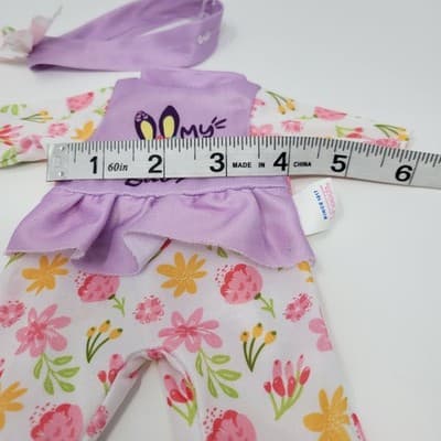UNEEDA My 1st Baby Doll Outfit Purple Floral Pajamas 8in Plush Clothes Only - Thumbnail 5