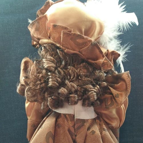Victorian Beauty Bisque Porcelain Doll 20" Copper Lace Dress Pearls Redish Brown - Thumbnail 6