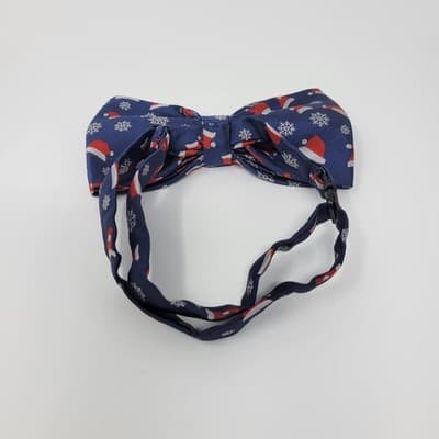 RETREEZ Pre Tied Bow Tie Mens 5in Navy Blue Santa Hat Snowflake NEW 14.5" To 20" - Thumbnail 6
