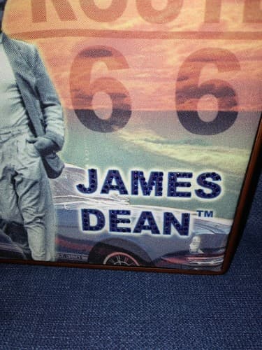 James Dean Lined Wooden Box Purse Route 66 Cielo Creation Fabric Rare Beautiful - Thumbnail 2