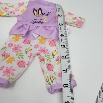 UNEEDA My 1st Baby Doll Outfit Purple Floral Pajamas 8in Plush Clothes Only - Thumbnail 6