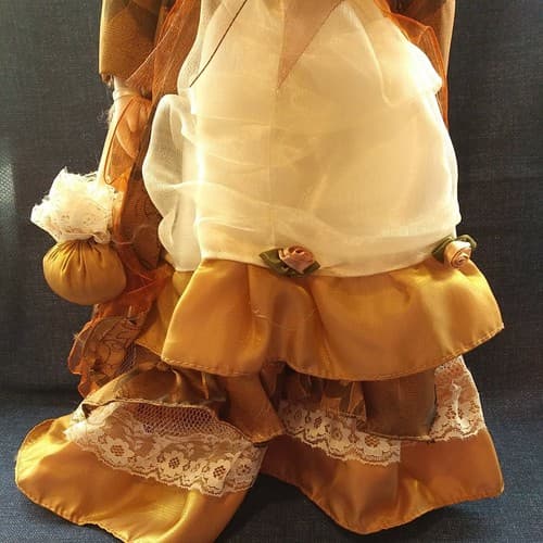 Victorian Beauty Bisque Porcelain Doll 20" Copper Lace Dress Pearls Redish Brown - Thumbnail 4