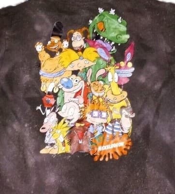 NICKELODEON Rugrats Sweatshirt Mens Medium Black Mineral Wash Graphic 90s Style - Image 1