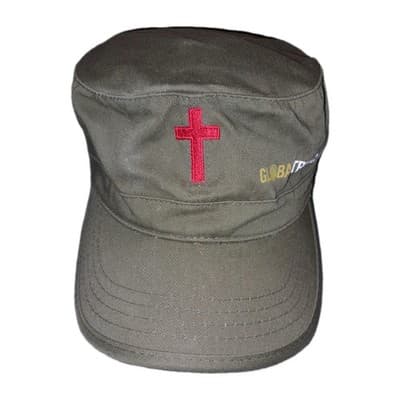 GLOBAL TRIBE Military Cap Hat Olive Green Red Cross Embroidered Streetwear - Image 1