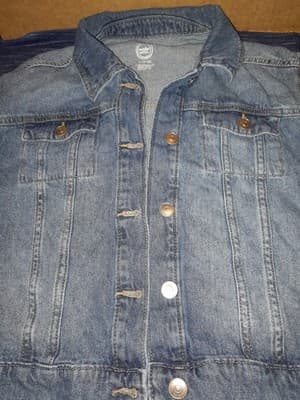 Wonder Nation Girls Size 10-12 Large Jean Jacket Blue Denim Pockets Denim Jacket - Image 1