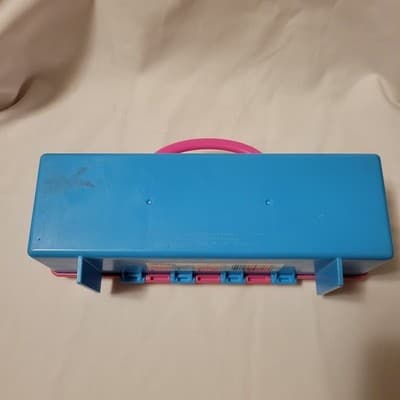 2002 Barbie Accessory Case Storage Box Vintage Tara Toy Mattel pink blue yellow - Thumbnail 4