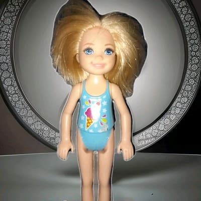 BARBIE Chelsea Doll 5in Blonde Swimsuit Ice Cream Club Toy Figure - Image 1