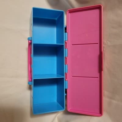 2002 Barbie Accessory Case Storage Box Vintage Tara Toy Mattel pink blue yellow - Thumbnail 7