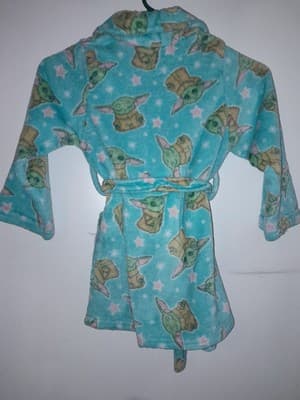 Star Wars Girls The Mandalorian Baby Yoda Luxe Plush Fleece Bath Robe Sz XS (4/5 - Thumbnail 3