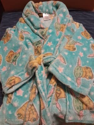 Star Wars Girls The Mandalorian Baby Yoda Luxe Plush Fleece Bath Robe Sz XS (4/5 - Thumbnail 7