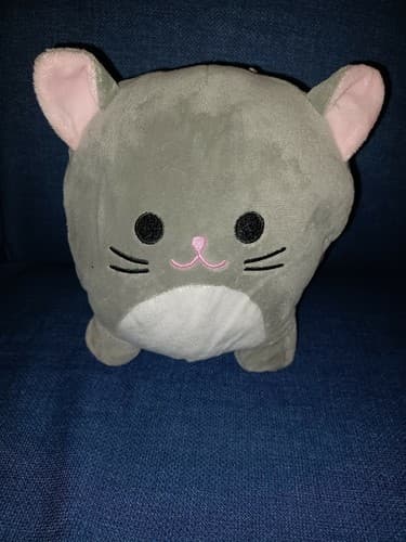 Silver Cat Piggy Bank Plush 10" Jumbo Soft Loveable Kids Oversized FAB NY - Image 1