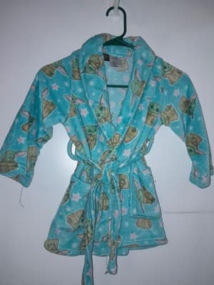 Star Wars Girls The Mandalorian Baby Yoda Luxe Plush Fleece Bath Robe Sz XS (4/5 - Thumbnail 2