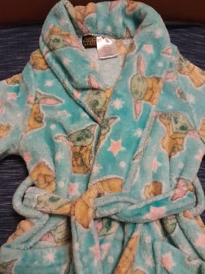 Star Wars Girls The Mandalorian Baby Yoda Luxe Plush Fleece Bath Robe Sz XS (4/5 - Thumbnail 9