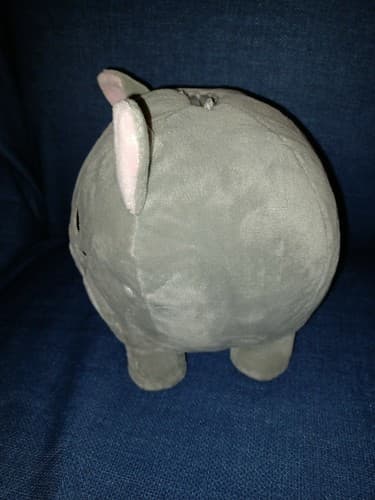 Silver Cat Piggy Bank Plush 10" Jumbo Soft Loveable Kids Oversized FAB NY - Thumbnail 2