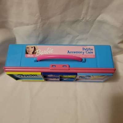 2002 Barbie Accessory Case Storage Box Vintage Tara Toy Mattel pink blue yellow - Thumbnail 3