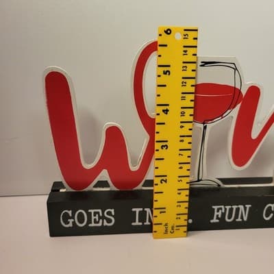 Wine Goes In Fun Comes Out Wood Tabletop Sign Bar Kitchen Decor 11"x5" - Thumbnail 6