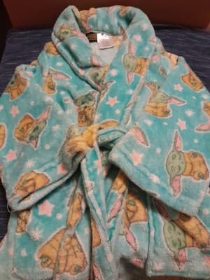 Star Wars Girls The Mandalorian Baby Yoda Luxe Plush Fleece Bath Robe Sz XS (4/5 - Thumbnail 6