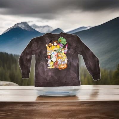 NICKELODEON Rugrats Sweatshirt Mens Medium Black Mineral Wash Graphic 90s Style - Thumbnail 2