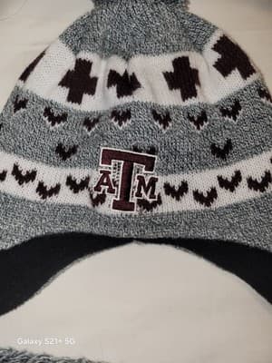 Texas A&M Knit Hat Cap By Top of the World Gray Black Aggie Maroon & White - Thumbnail 2