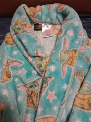 Star Wars Girls The Mandalorian Baby Yoda Luxe Plush Fleece Bath Robe Sz XS (4/5 - Thumbnail 8